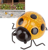 Metal Garden Wall Art Decor Cute Wall Sculptures Statues Outdoor Decoration Yard Lawn Porch Fence Ornaments, Handcrafted Iron Decorative Ladybird Sculpture Art