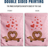 Dachshund Valentine Garden Flag Weiner Dog Valentines Day Yard Decorative for Outside 12x18 Double Sided I Love You Long Time Holiday Anniversary Banner