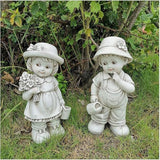 Garden Statue Animal Sculpture Outdoor Decor Gift Outdoor Courtyard Garden Little Girl Sculpture Decoration, Grass Garden Landscape Kid Sculpture Resin Decoration Crafts Gift(B)