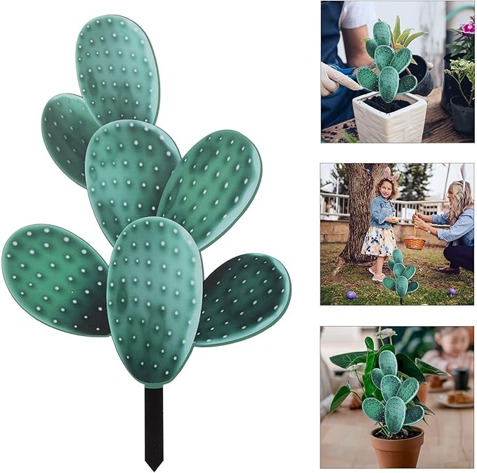 COHEALI Cactus Garden Stake Decor 9.84X6.08In Outdoor Metal Plant Stake for Yard Patio Lawn Decorative Garden Sign Inserted Ornament