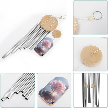 Wind Chimes for Outside Metal Wind Chimes Waterborne Pink Flowers Garden Backyard and Patio Decoration