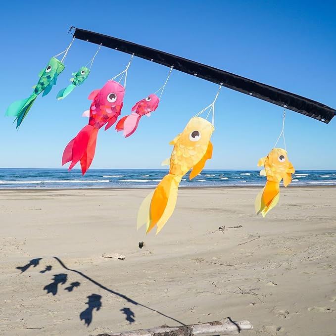 In the Breeze 5238 — 30-inch Damsel Fish Windsock 3-Pack — Multi Pack of Large and Colorful Fishsocks with Printed Designs