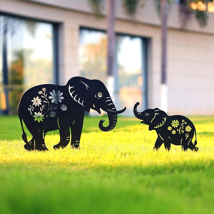 WACLSTDAY Elephant Metal Garden Stakes Decorative, Gifts for Women/Men/Elephant Lovers, Black Silhouette Statues Spring Outdoor Decorations for Garden, Yard, Lawn, Pathway,Patio,Outside