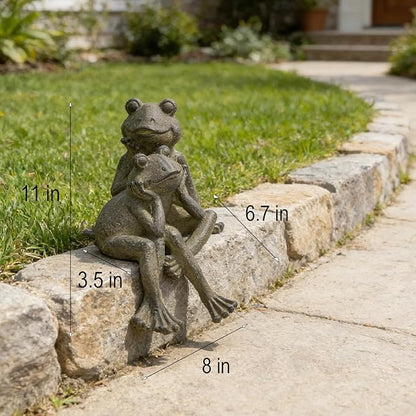 Braxio Frog Statue Outdoor Garden Decor - Large Lifelike Sitting Frog Sculpture for Patio, Yard, Pond, Realistic Garden Figurines, Resin Art Gifts 6.7 x 8 x 11 Inches