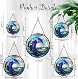 Stained Glass Window Hanging - Huge Waves and Turbulent Seas 6.3 Inches Suncatcher for Garden Home Decor for Women Mon Grandma Friends