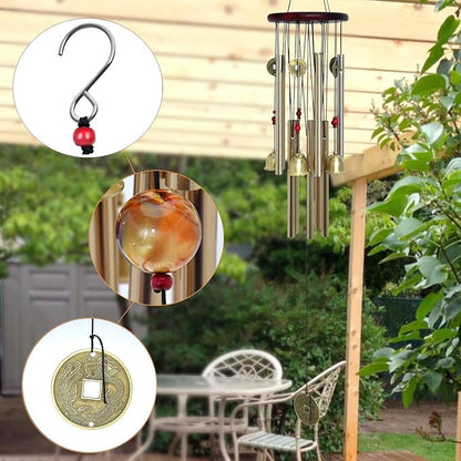 Bwinka Chinese Traditional Retro10 Tubes 5 Bells Bronze Yard Garden Outdoor Living Wind Chimes 85cm (MT-626)…