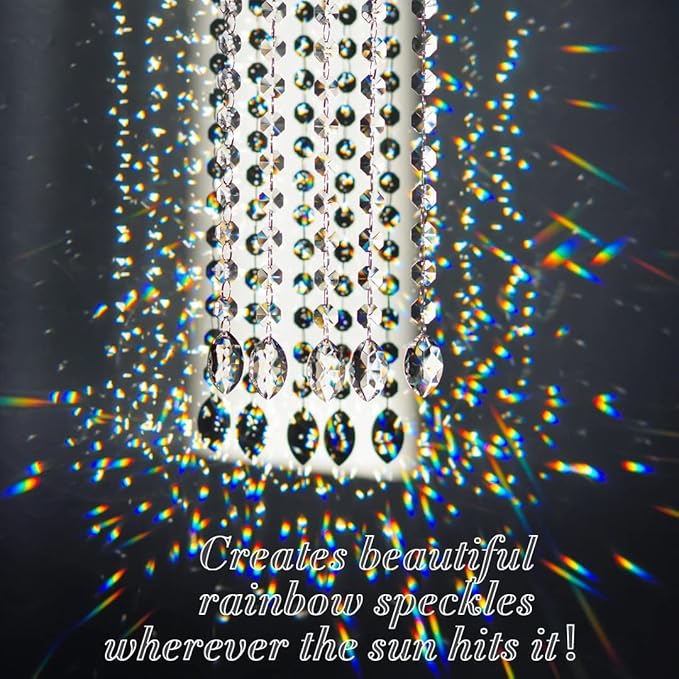 KANPURA 1ft 10pcs Horse Eye Crystals Garland, Hanging Chandelier Crystals Prism Beads Chain,Prisms Sun Catchers with Crystal for Christmas Window (Clear)