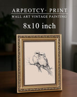 ARPEOTCY Vintage Gold Framed Wall Art, Sketch Birds in Love on a Branch Paintings, Small Canvas Prints Artwork with Frame, Victorian Wall Decor for Living Room Bathroom Bedroom Shelf, 8x10 inch