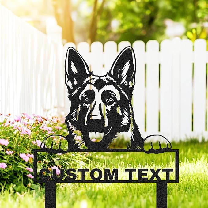 Personalized German Shepherd Garden Sign Yard Decorations | Customized Custom Dog House Decor Garden Name Sign Yard Stake Metal Lawn Art, Address Plaque Outdoor Gardening Gift for Dog Lover
