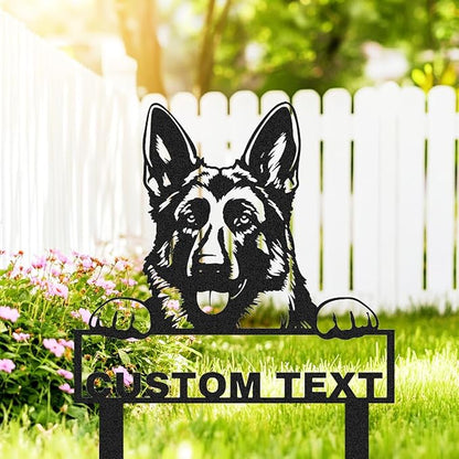 Personalized German Shepherd Garden Sign Yard Decorations | Customized Custom Dog House Decor Garden Name Sign Yard Stake Metal Lawn Art, Address Plaque Outdoor Gardening Gift for Dog Lover
