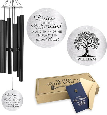 ASTARIN Personalized 30" Bereavement Wind Chimes for Outside, Memorial Gift in Remembrance of a Loved One, Sympathy Gift for Loss of Mother Father Husband, Garden Patio Decor