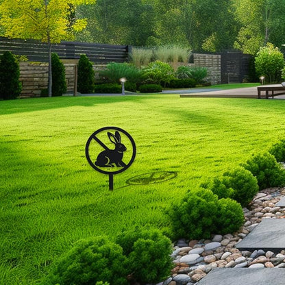 WADORN Rabbit Metal Decorative Garden Stakes, Funny Bunny Silhouette Warning Metal Garden Sign Animal Garden Ornament Gifts Black Yard Art Decoration for Outdoor Backyard Patio Lawn Walkways