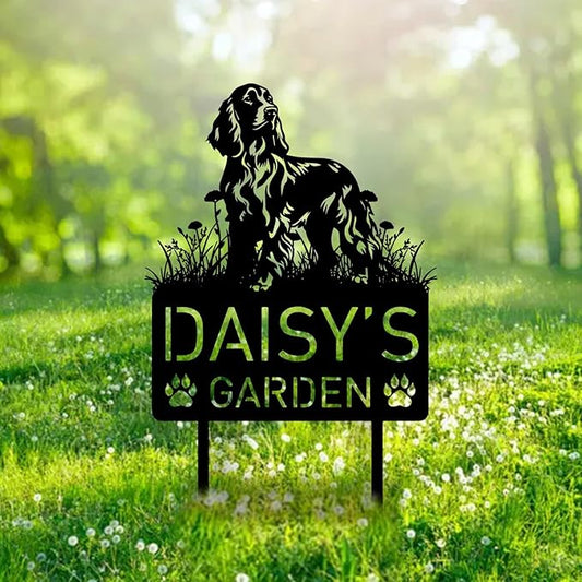 Custom Cocker Spaniel Dog Metal Memorial Garden Stake Personalized Pet Grave Marker Name Sign Remembrance Stake Decor Sympathy Dog Loss,Outdoor Statues for Yard Garden Lawn Patio Pathway Grave Gift.