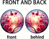 Banax Stained Glass Window Hanging Sunrise Suncatcher, 8 Inch Round Plum Blossom Glass Sun Catcher for Window Wall Art for Home, Patio, Porch, Outdoor Garden Décor Gift