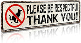 Please Be Respectful Sign No Dog Pooping or Peeing Sign for Yard | Dog Sign Industrial Warning Signs for House Lawn Outdoor Metal Decor, 4x16 Inch Tin Sign