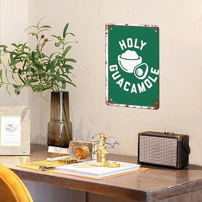 Retro Metal Tin Sign Holy Guacamole GUAC AND ROLL! Funny Wall Decor for Home,Garden,Patio,Yard,Office,Vintage 8x12 Inches Room Decorations