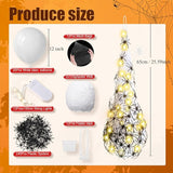12 Pack Halloween Spider Hanging Egg Sacks Halloween Spider Sacks Decoration Large Props White Webs for Yard Haunted House Lawn Tree Outdoor Party Decor(Yellow)