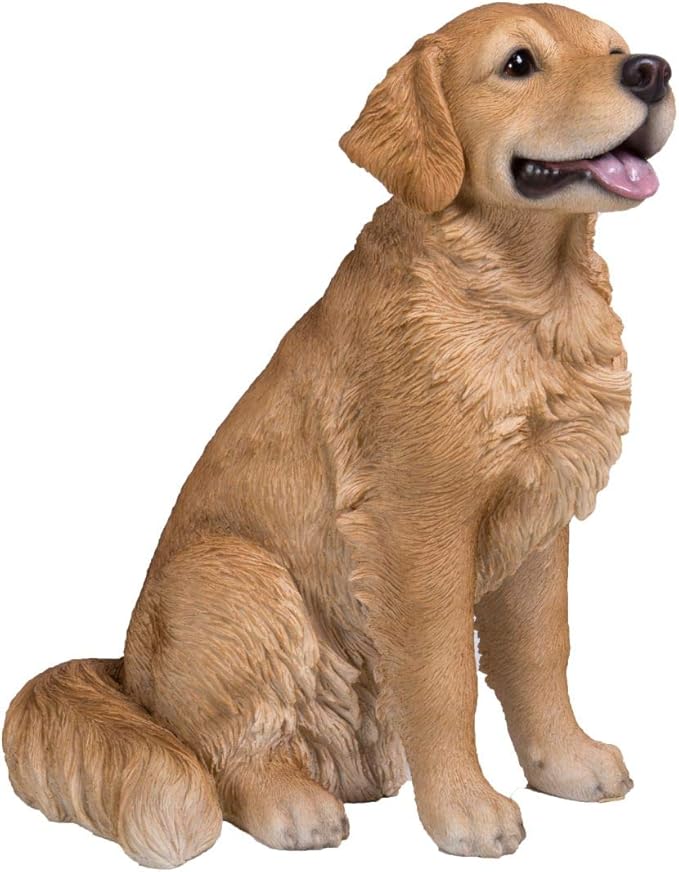 HI-LINE Sitting Golden Retriever Dog Outdoor Garden Statue - 14"