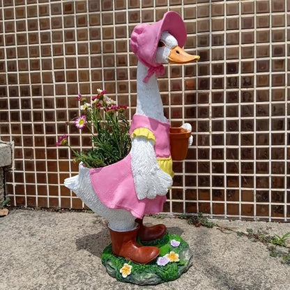 Duck Garden Statue Planter - Duck Succulent Flowerpot, Resin Animal Figurine for Indoor Outdoor Patio, Balcony, Office Desk Decor & Housewarming Gifts