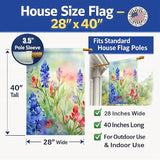 Caroline's Treasures Texas Bluebonnets in Watercolor House Flag Large Porch Sleeve Pole Decorative Outside Yard Banner Artwork Wall Hanging, Polyester, House Size, Multicolor