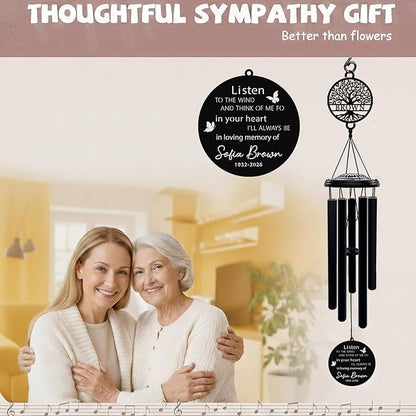 Personalized Memorial Wind Chimes for Loss of Loved One Custom Sympathy Gift in Loving Memory Outdoor Wind Chimes for Mom Dad Bereavement Remembrance Gift (Memorial 1)