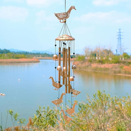 GDNSFIT Duck Wind Chimes for Outside, Metal Windchimes Outdoors, Duck Gifts for Women/Men, Memorial/Birthday Gifts, Garden Decor for Outside, Patio or Yard, Durable Chimes for Outdoors