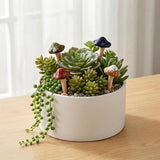 Peohud 12 Pack Ceramic Garden Mushrooms, Lawn Ornament Decor Mushrooms for Fairy Garden, Yard, Indoor, Outdoor, 4.7 Inch