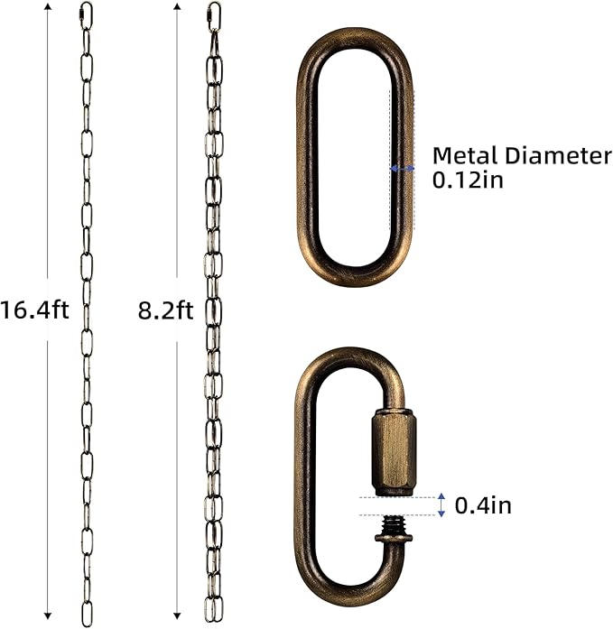 LOFIR 16.5 FT Matte Bronze-Colored Rain Chain with Hooks - Rain Chains for Outside - Adjustable Rain Catcher Chains with Bell for Eaves Drainage - Easy Install Bronze-Colored (Diameter 3mm)