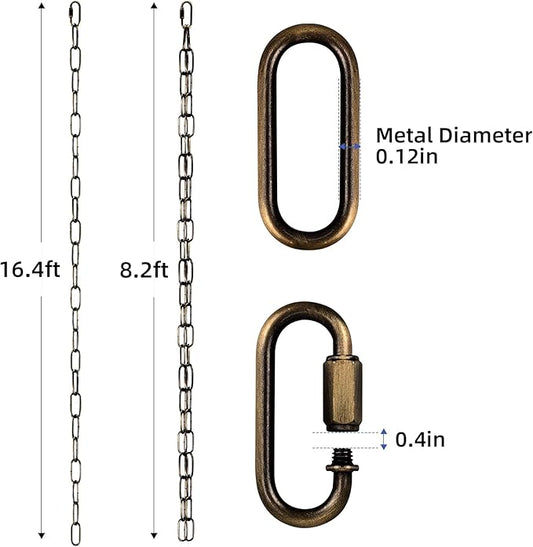 LOFIR 16.5 FT Matte Bronze-Colored Rain Chain with Hooks - Rain Chains for Outside - Adjustable Rain Catcher Chains with Bell for Eaves Drainage - Easy Install Bronze-Colored (Diameter 3mm)