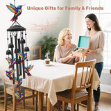 Hummingbird Wind Chimes for Outside, Black Metal Windchimes Outdoors, Hummingbirds Gifts for Women/Men, Garden/Yard Decor, Memorial/Birthday Gifts for Grandma/Mom, Durable Chimes for Outdoors