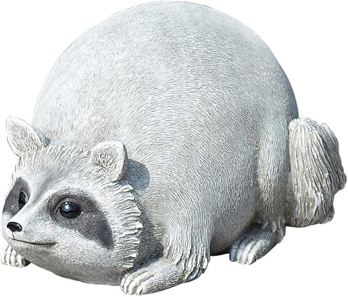 Roman 16278 Raccoon Pudgy Pals Grey 10 x 5.5 Inch Resin Stone Indoor Outdoor Garden Figurine