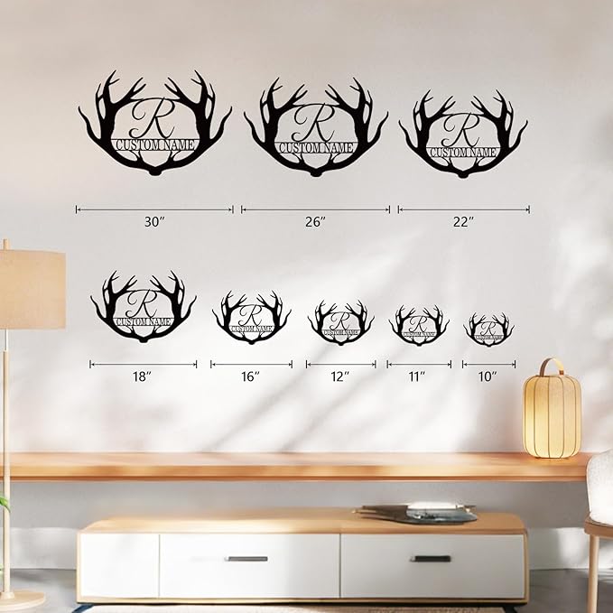 Personalized Antler Metal Cabin Sign | Custom Metal Sign | Family Sign Wall Art | Outdoor Deer Hunter Gift | Monogram Last Name Sign | Camper Gift | Buck Deer Hunting Porch Sign | Letter Cabin Decor