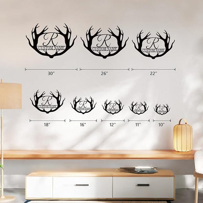 Personalized Antler Metal Cabin Sign | Custom Metal Sign | Family Sign Wall Art | Outdoor Deer Hunter Gift | Monogram Last Name Sign | Camper Gift | Buck Deer Hunting Porch Sign | Letter Cabin Decor