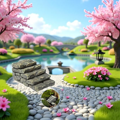 3Pcs Miniature Resin Bridge Stair Stone Straight Bridge Stairs Steps Garden Fairy Ornament Micro Landscaping Decor Bonsai Craft Straight Stairs Outdoor, Garden Sculptures and Statues, Decorations