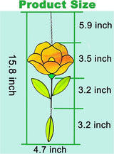 Flower Suncatchers, Stained Glass Window Hangings, Garden Suncatchers for Window and Wall Decor (B-Yellow)