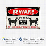 Beware Of The Dog Shiba Inu Sign Aluminum Metal Tin Signs Outdoor Yard Sign Warning Sign For Fence Yard Home Kitchen Farm Garden Wall Decor 8x12 Inch