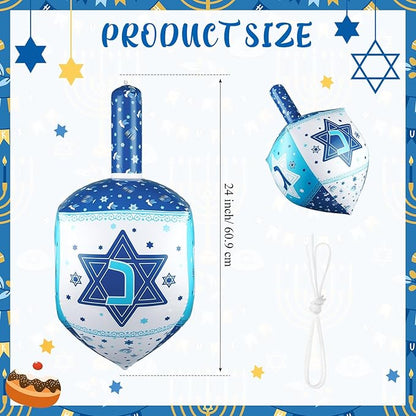 Leitee 2 Pcs Inflatable Chanukah Dreidel Decoration - 24 Inch Hanukkah Inflatable Dreidel Hanging Chanukah Ornaments for Yard, Garden, Indoor, Outdoor Holiday Decoration