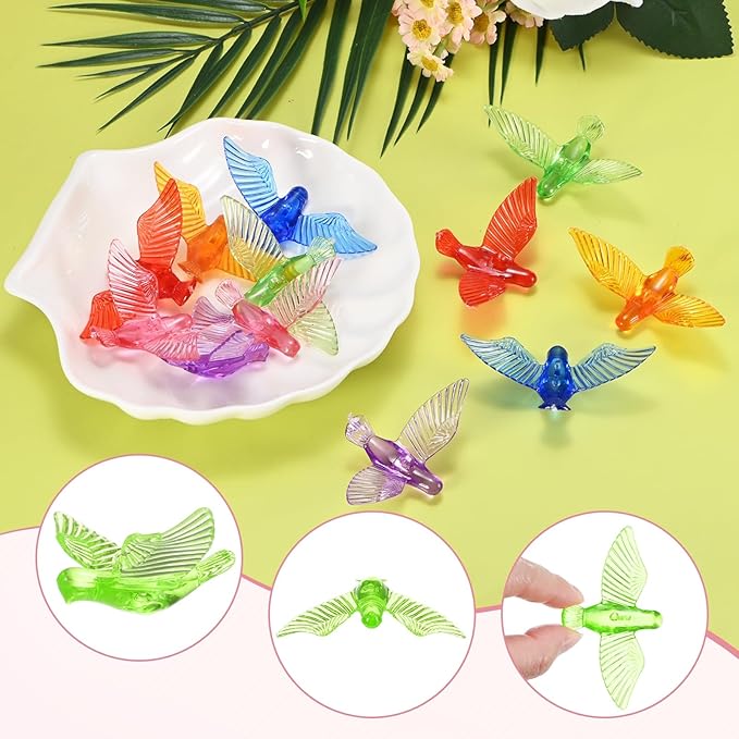 M METERXITY 12-Pack Wind Chime Pendants, 4.3cm Acrylic Peace Dove Shape DIY Wind Chime Parts Supplies for Craft Projects/Custom Home Garden Outdoor Hanging Decorations [Green]
