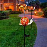 Bshine Solar Garden Decoration Outdoor Snail Lights, Hand Blown Glass Waterproof Solar Light Stake Decorate Paths, Pathways, Lawns and Yards Art for Mom