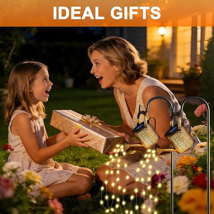 2 Pack Solar Watering Can Lights, Solar Lights Outdoor Decorative, Small Hanging Lantern Landscape Light Waterproof, Outside Garden Decor for Yard Lawn Patio, Gifts for Mom Women Birthday Mother's Day