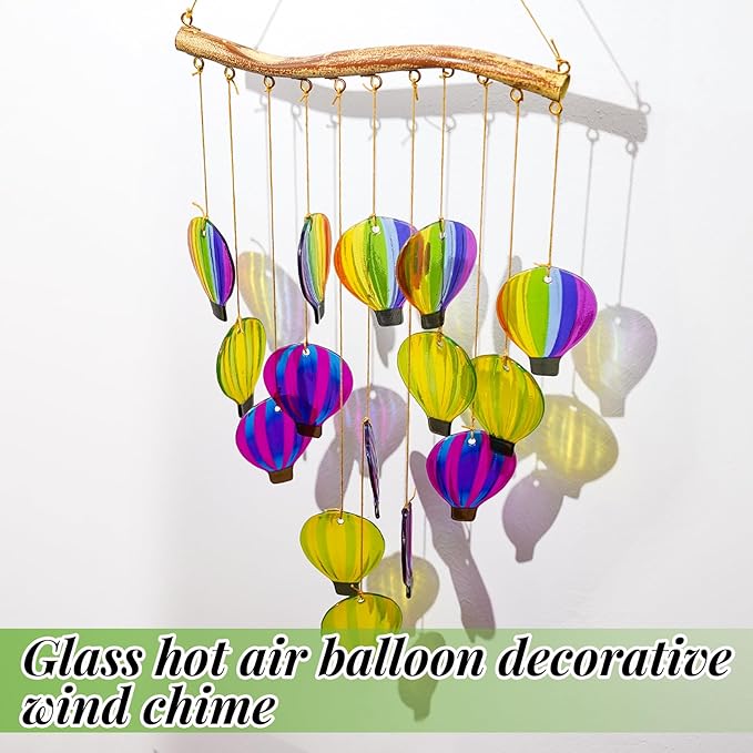 Color Leave Glass Wind Chimes for Outside, Hanging Handcrafted Suncatcher Windchimes Coastal for Women Gift, Sea Glass Art Wind Chimes for Outdoor Garden Home Housewarming Holiday Decoration
