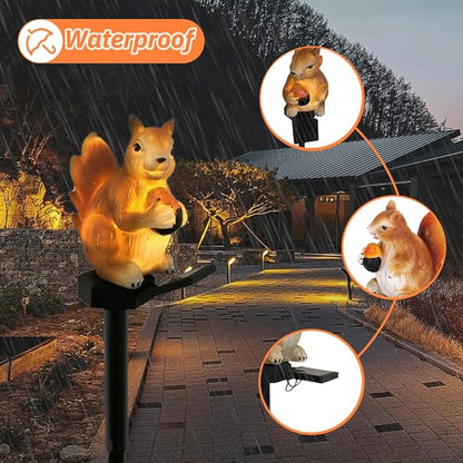 Squirrel Solar Garden Stake Light, Auto ON/Off Garden Squirrel Statues Decorative Light, Waterproof Outdoor Figurine Lights, Energy-Efficient Landscape Lighting for Lawn, Patio, Pathway(SIZE:16inch)