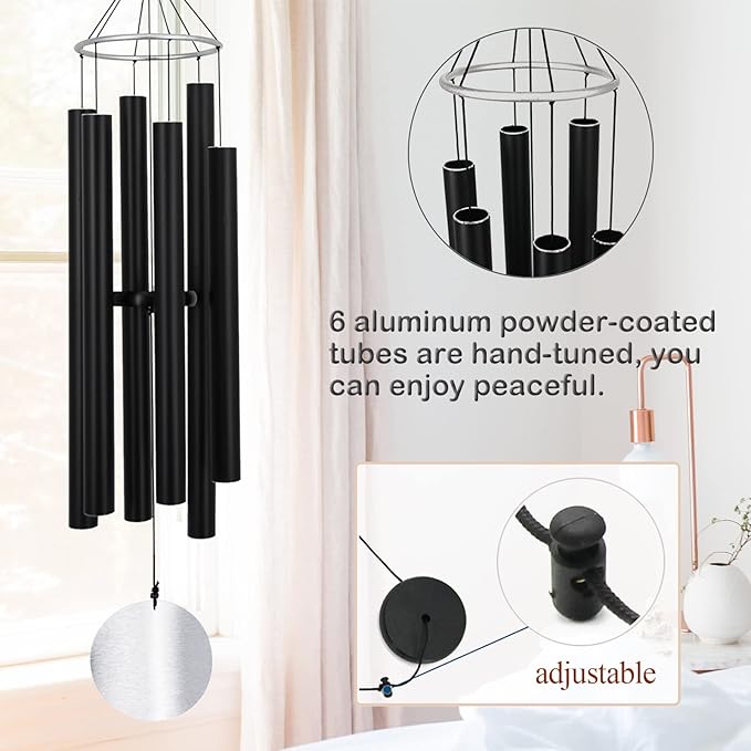 Wind Chimes Large Outdoors Clearance Deep Tone, 45" Sympathy Wind Chimes in Loving Memory of Someone, Memorial Wind Chimes Gifts for Mother's Day, Metal Wind Chimes Outdoors Garden/Yard Décor(Black)