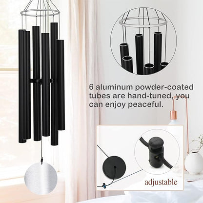 Wind Chimes Large Outdoors Clearance Deep Tone, 45" Sympathy Wind Chimes in Loving Memory of Someone, Memorial Wind Chimes Gifts for Mother's Day, Metal Wind Chimes Outdoors Garden/Yard Décor(Black)