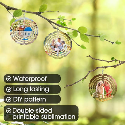 5 Pack 3 inch Sublimation Wind Spinners Blanks Wind Spinner Sublimation Blank Bulk 3D Aluminum Metal Wind Spinners for Yard and Garden Indoor Outdoor Window Porch Front Door Decoration Round