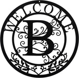 Metal Monogrammed Initial Welcome Sign, Metal Letter Wall Art Decor, Name Sign for Home Porch Front Door Outdoor (B)