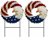 Amyhill 2 Pcs 4th of July Outdoor Decor Patriotic Eagle Metal Garden Stakes Welcome Yard Signs Red White Blue Garden Stakes for 250th Anniversary Independence Memorial Day Patio Lawn Walkway Outside