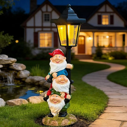 Solar Garden Gnomes Statue, Solar Gnomes Figurine Light with Welcoming Signs, for Outdoor Landscape,Lawn Courtyard, Paths Decor - Unique Gift for Grandmothers, Women,Sisters for Birthday
