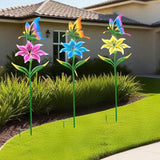 Metal Garden Flowers for Outside, 30.3-22.4" 3-Pack Colorful Butterfly & Flower Decorative Garden Stakes for Spring Garden Decor, Yard Art Decorations for Patio Lawn