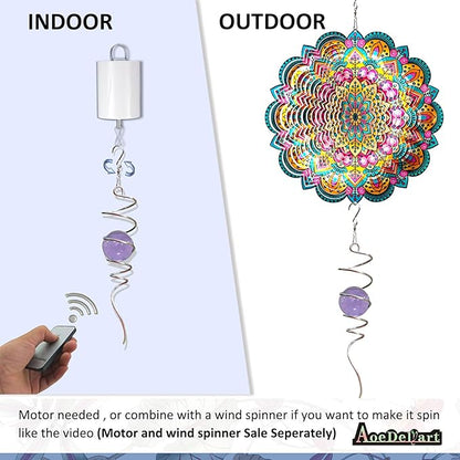 Aoedelyart Gazing Ball Spiral Decorative Wind Spinner Tail Sun Catcher 11inch Tail and 2 inch Glass Orb.Wind Spinner Stabilizer Indoor Outdoor Garden Decoration,Garden Gift-13 inch Height (Purple)